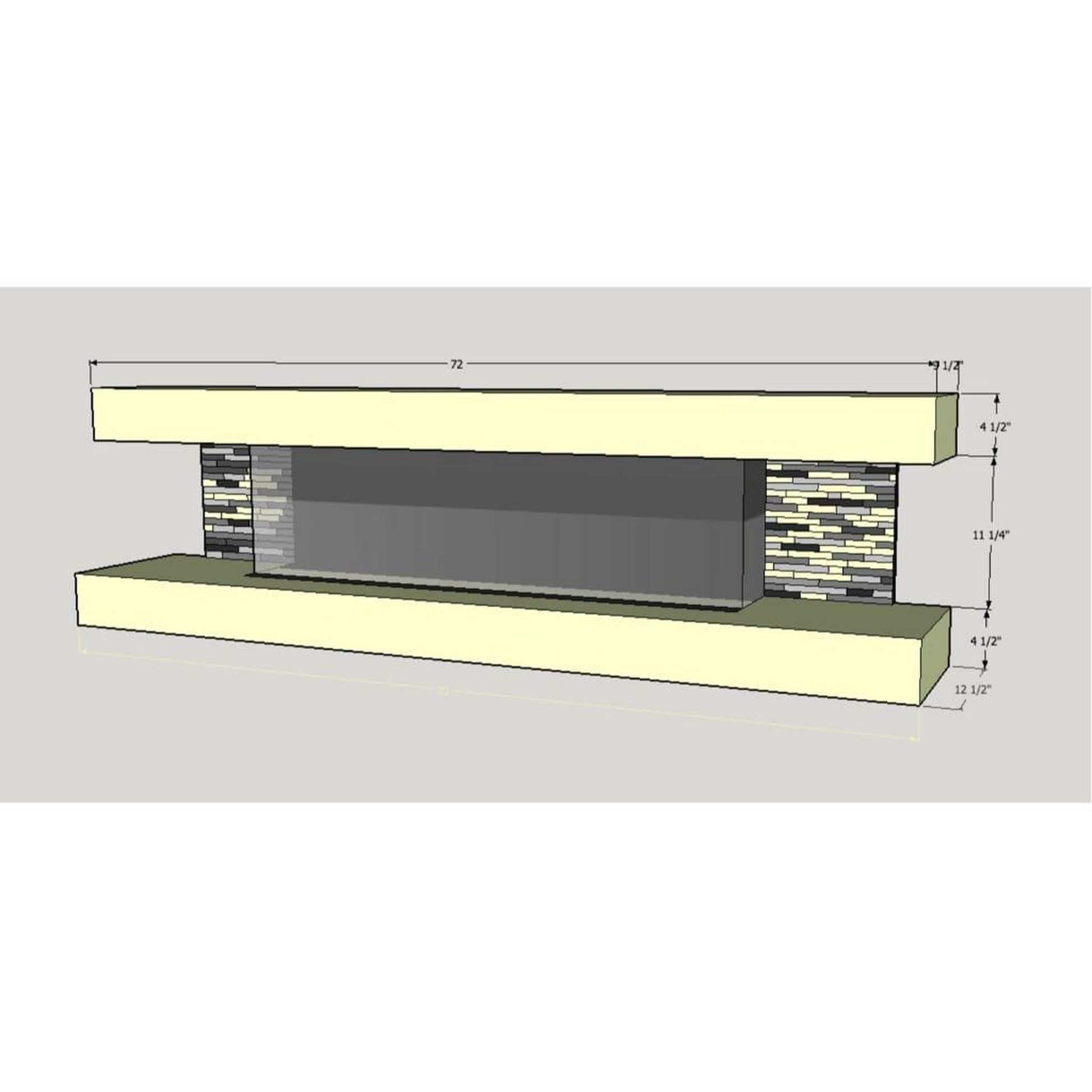 Evolution Fires 72" Vegas Grey Stone Tiles Wall Mount Electric Fireplace - Marfil