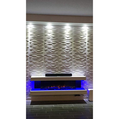 Evolution Fires 72" Vegas Grey Stone Tiles Wall Mount Electric Fireplace - White