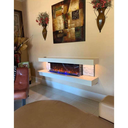 Evolution Fires 72" Vegas Grey Stone Tiles Wall Mount Electric Fireplace - White