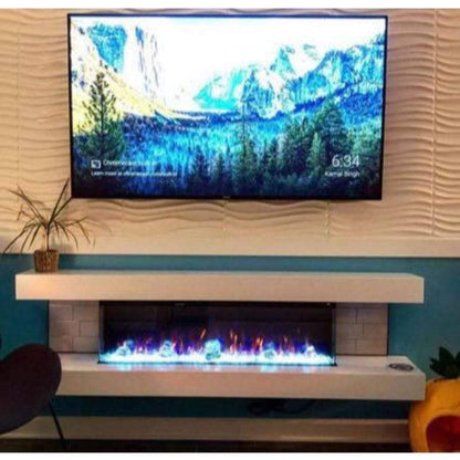 Evolution Fires 72" Vegas Grey Stone Tiles Wall Mount Electric Fireplace - White