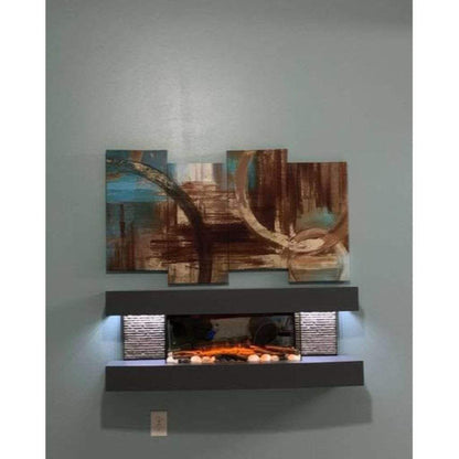 Evolution Fires 72" Vegas Grey Stone Tiles Wall Mount Electric Fireplace - White