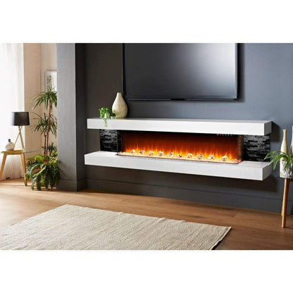 Evolution Fires 96" Vegas White & Black Tiles Wall Mount Electric Fireplace