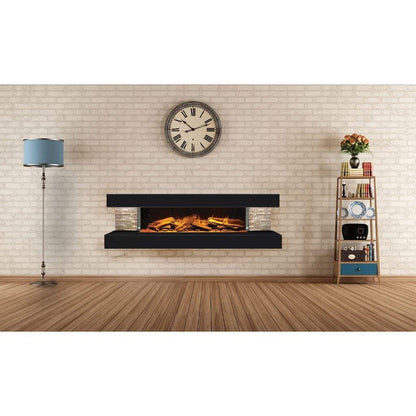 Evonic Fires 60" 3-Sided Compton 1000 Wall Mount Built-In Electric Fireplace Suite