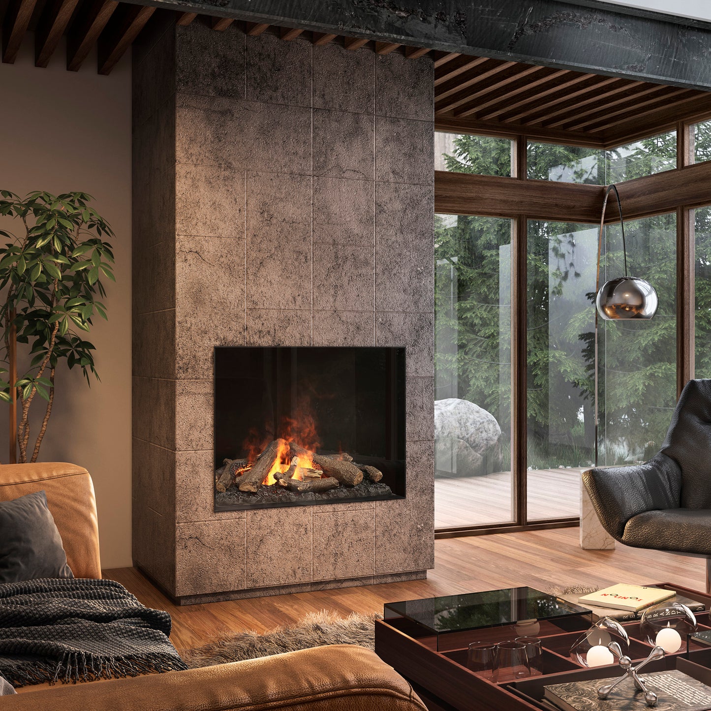 Faber Optimyst e-MatriX 35" Front-Facing One-Sided Built-in Water Vapor Electric Fireplace