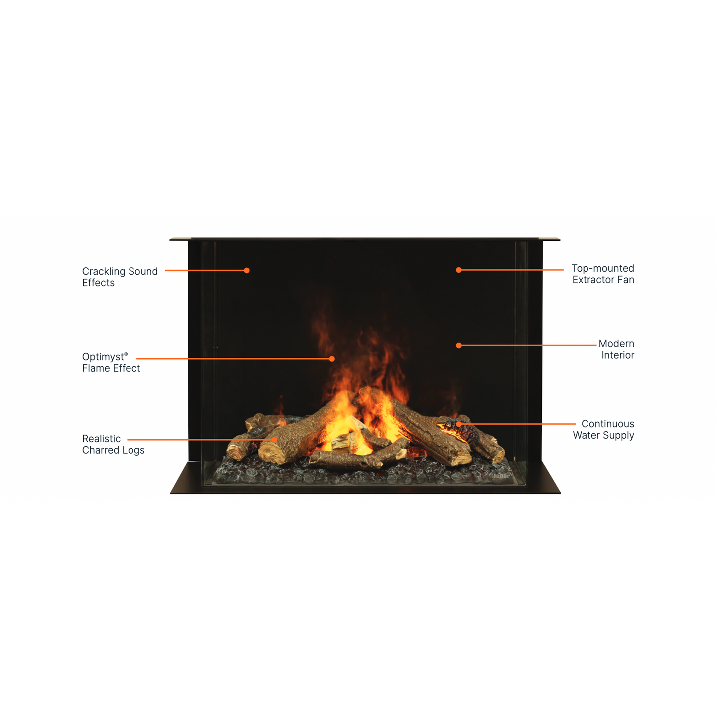 Faber Optimyst e-MatriX 35" Front-Facing One-Sided Built-in Water Vapor Electric Fireplace