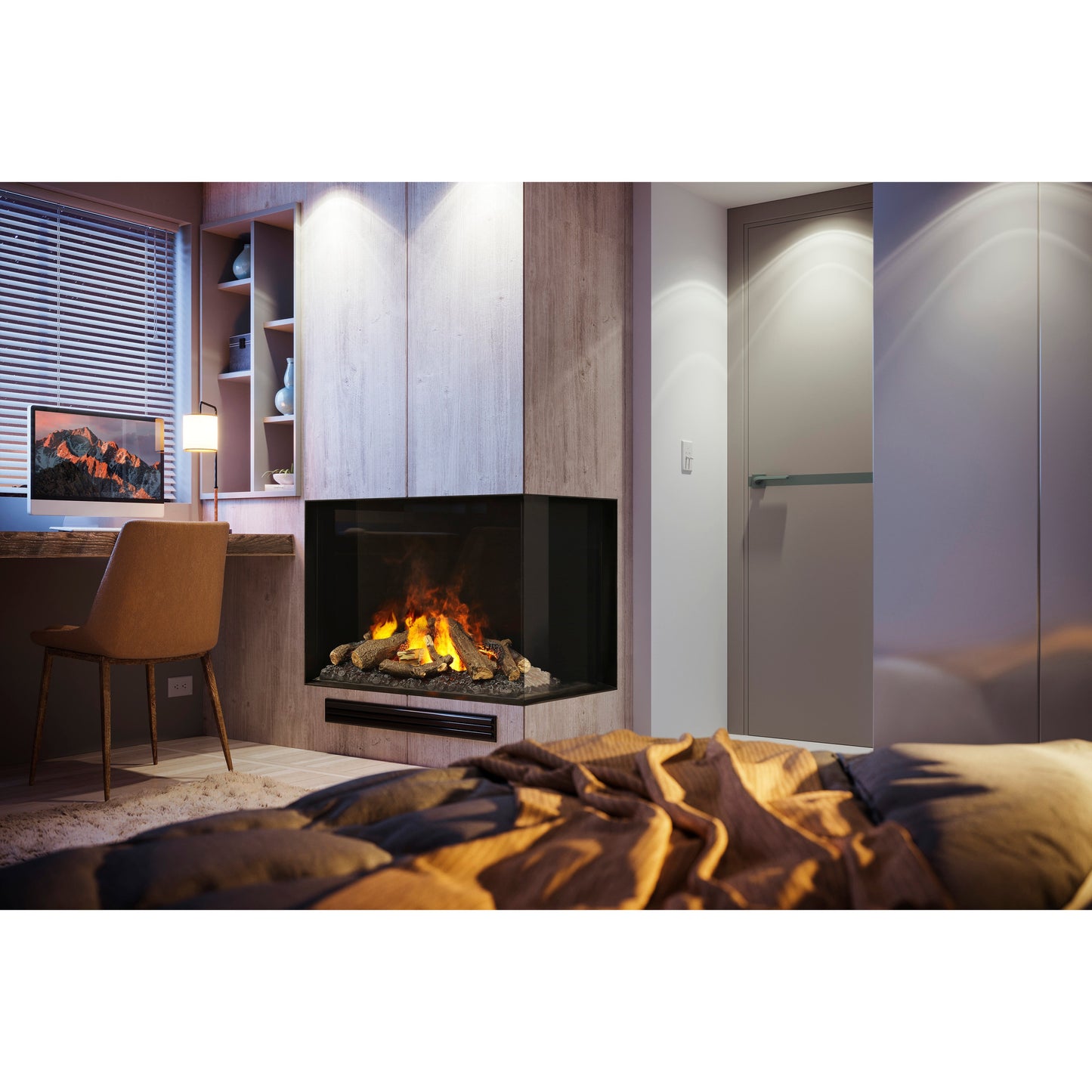 Faber Optimyst e-MatriX 37" Right-Facing Two-Sided Built-in Water Vapor Electric Fireplace