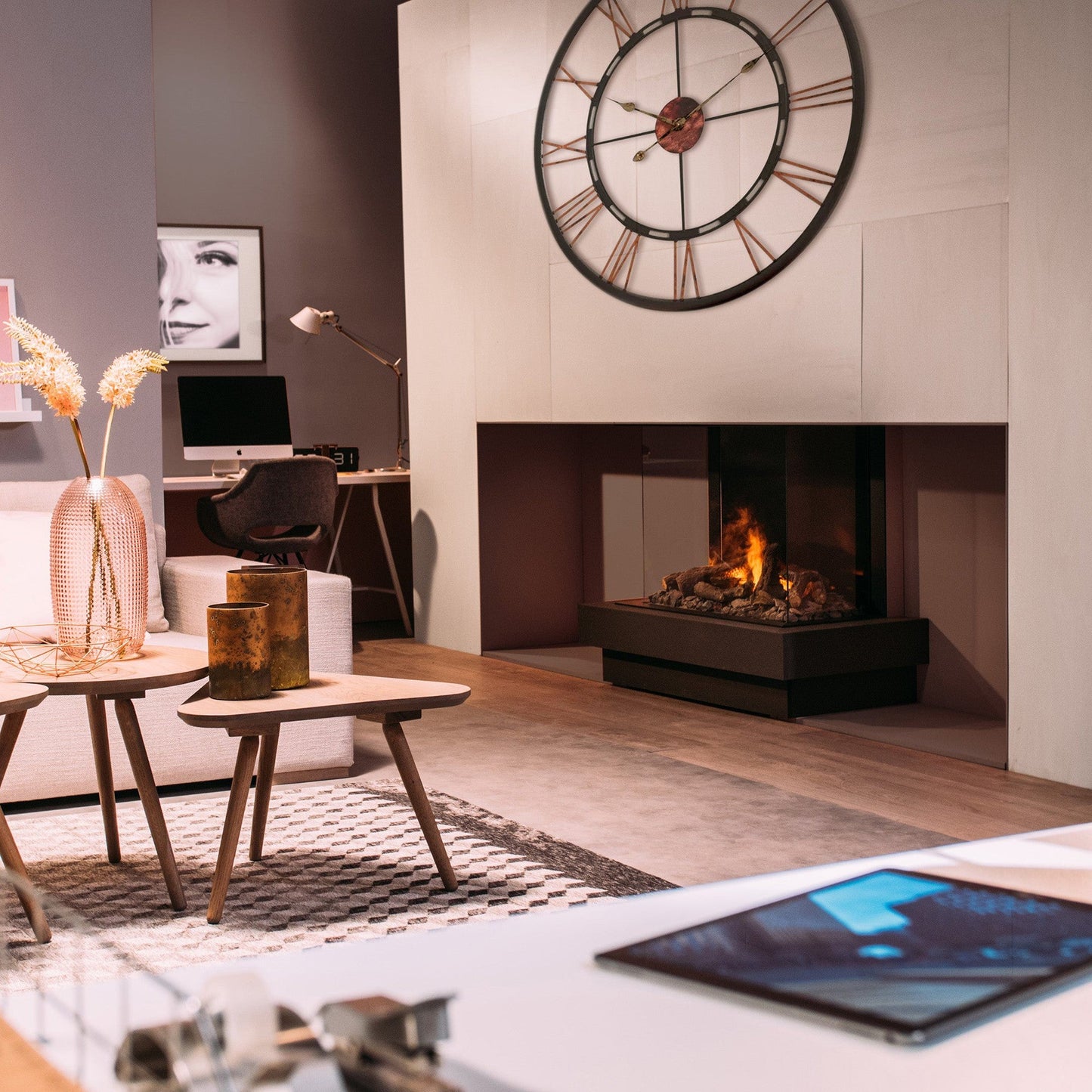 Faber Optimyst e-MatriX 39" Bay Three-Sided Built-in Water Vapor Electric Fireplace