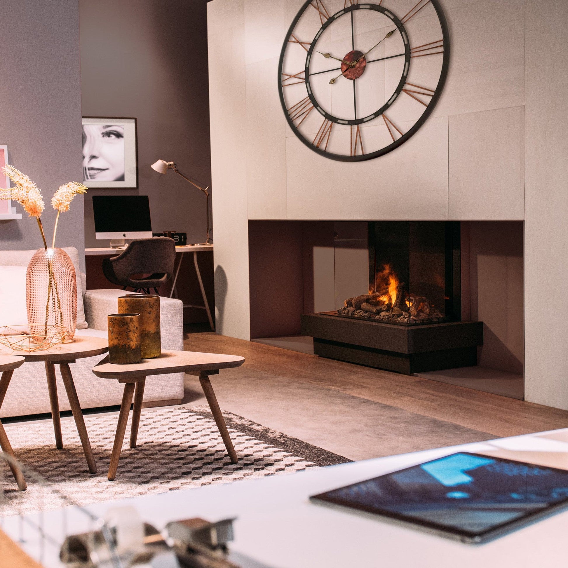 Faber Optimyst e-MatriX 39" Bay Three-Sided Built-in Water Vapor Electric Fireplace