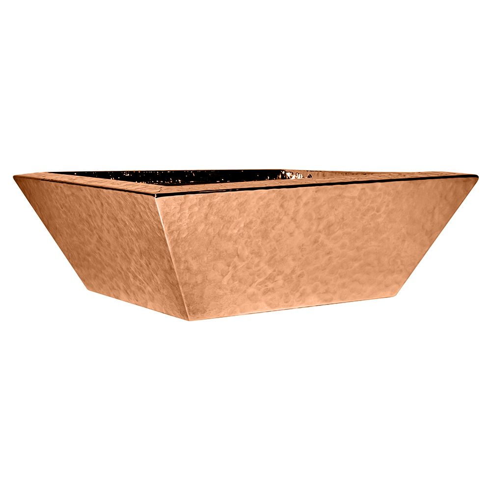 Fire By Design 30" Square Copper Fire Bowl With Hammered Texture/Clear Coat Finish