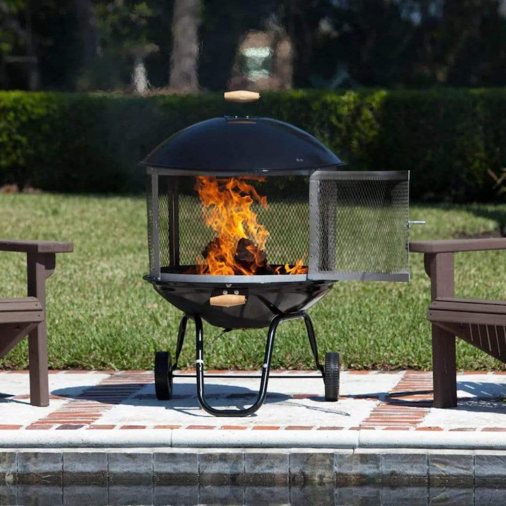 Fire Sense 28" Bessemer Wood-Burning Rolling Patio Fireplace