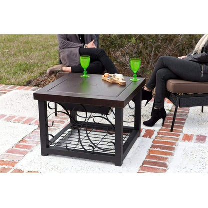 Fire Sense 28" Hammer Tone Bronze Finish Cocktail Table Wood Burning Fire Pit