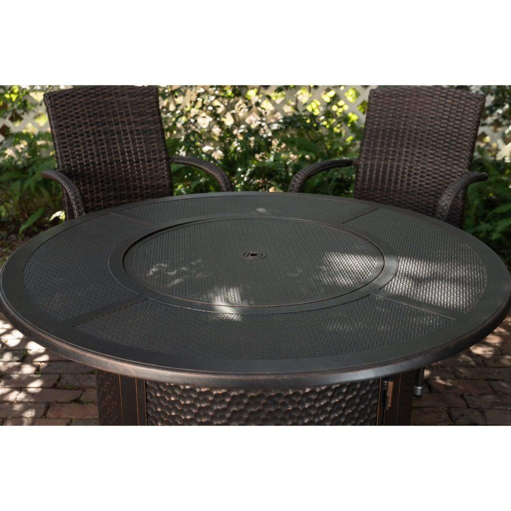 Fire Sense 44" Walkers Round Hammered Aluminum Propane Gas Fire Pit