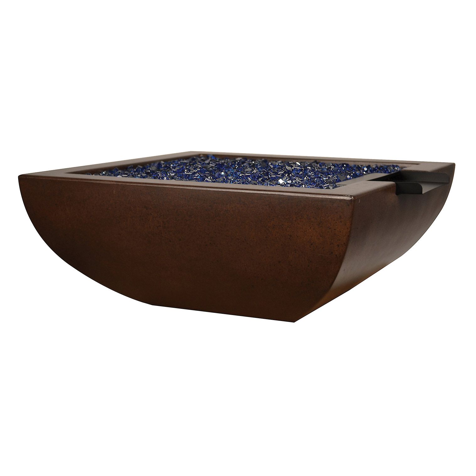 Fire by Design 30" Legacy Square Coronado Finish Propane Fire / Water Bowl - Battery Powered Ignition System Kit