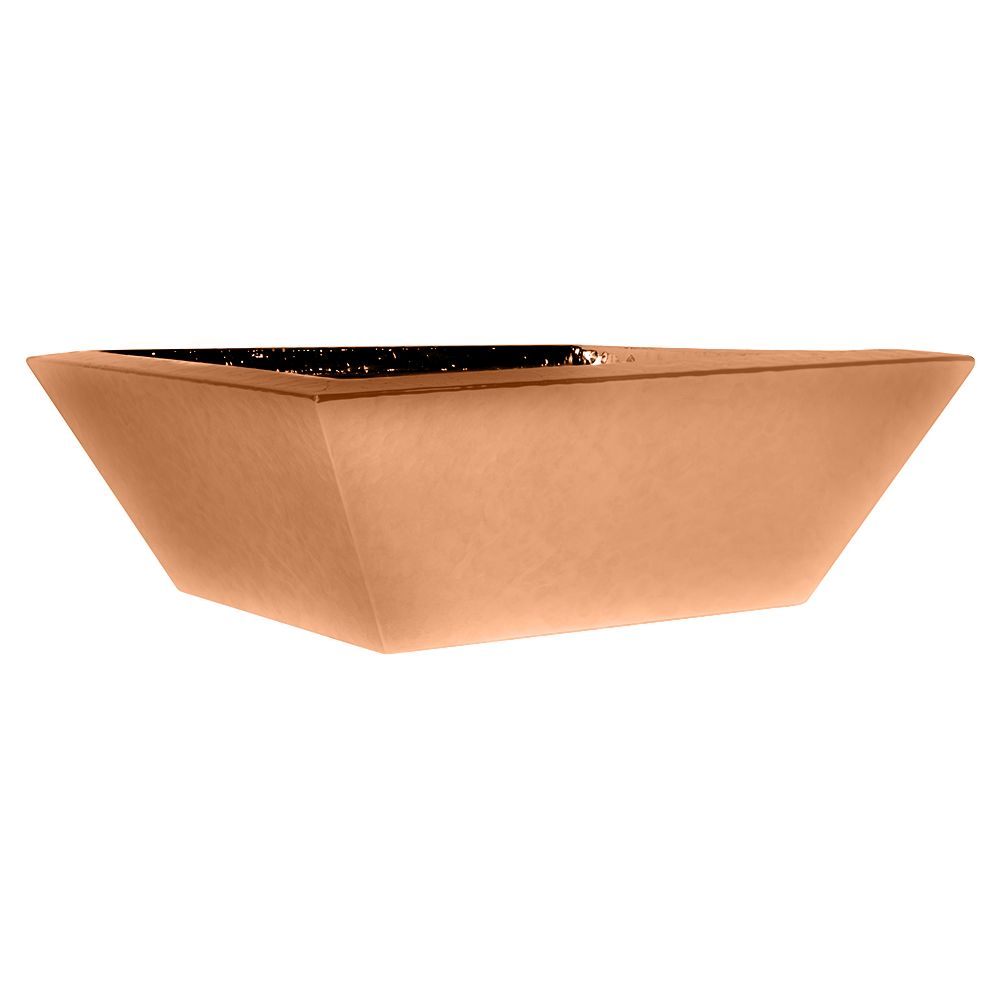 Fire by Design 30" Patina/Clear Coat Finish Natural Gas Square Copper Fire Bowl - Manual Light Kit