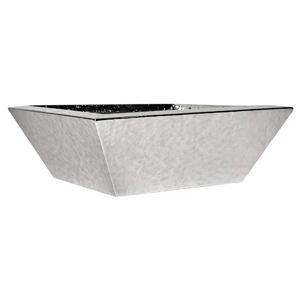 Fire by Design 30" Propane Square Stainless Steel Fire Bowl With Hammered Texture- Battery Powered Ignition System Kit