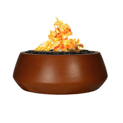 Fire by Design 30" Round Belize Dark Walnut Finish Natural Gas Fire Bowl - 30VDC AWEIS With Field Serviceable Pilot Burner