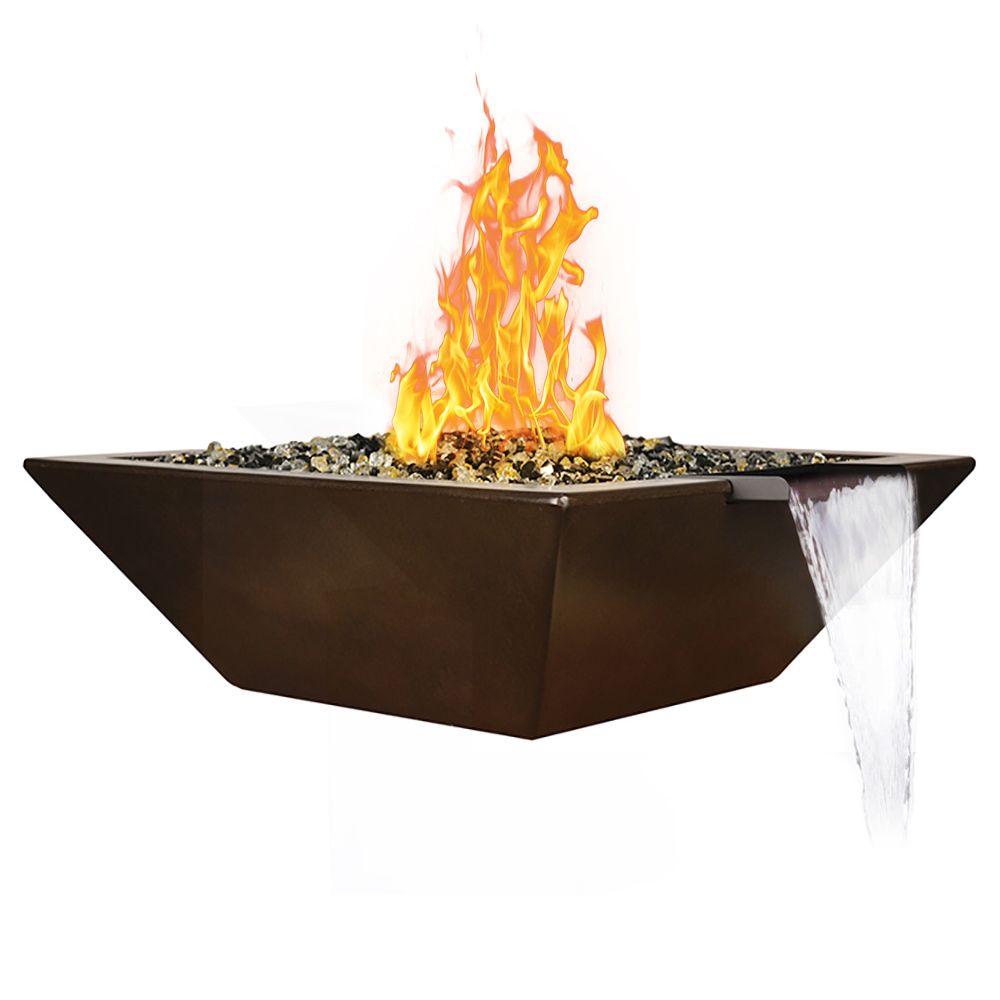 Fire by Design 36" Geo Square Black Finish Natural Gas Fire / Water Bowl - Battery Powered Ignition System Kit