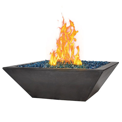 Fire by Design 42" Geo Square English Lead Finish Propane Fire Bowl - 24VAC AWEIS With Field Serviceable Pilot Burner
