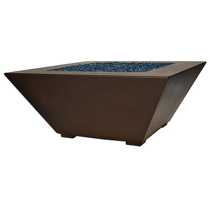 Fire by Design 42" Geo Square Rockslide Finish Propane Fire Pit Table - Battery Powered Ignition System Kit