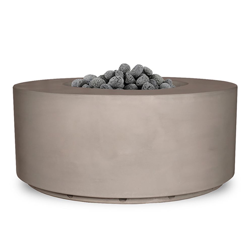 Fire by Design 42" Manhattan Cylinder Morning Fog Finish Natural Gas Fire Pit Table - Battery Powered Ignition System Kit