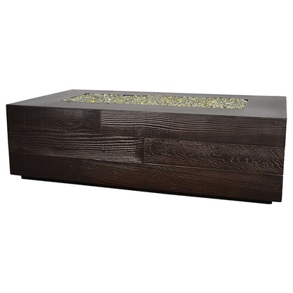 Fire by Design 55" Aspen Rectangle Rockslide Finish Propane Fire Pit Table - Battery Powered Ignition System Kit