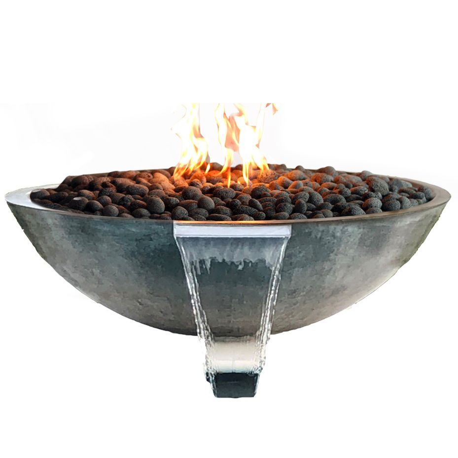 Fire by Design 60" Zen Style Round Deep Natural Grey Color Fire and Water Bowl