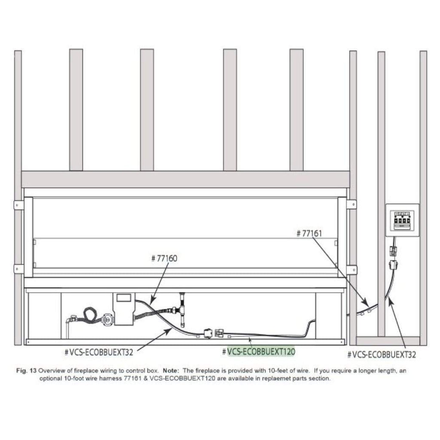 Firegear 10' 2-Pin Non-LED Battery Pack Extension Wire for Kalea Bay Non-LED Gas Fireplace