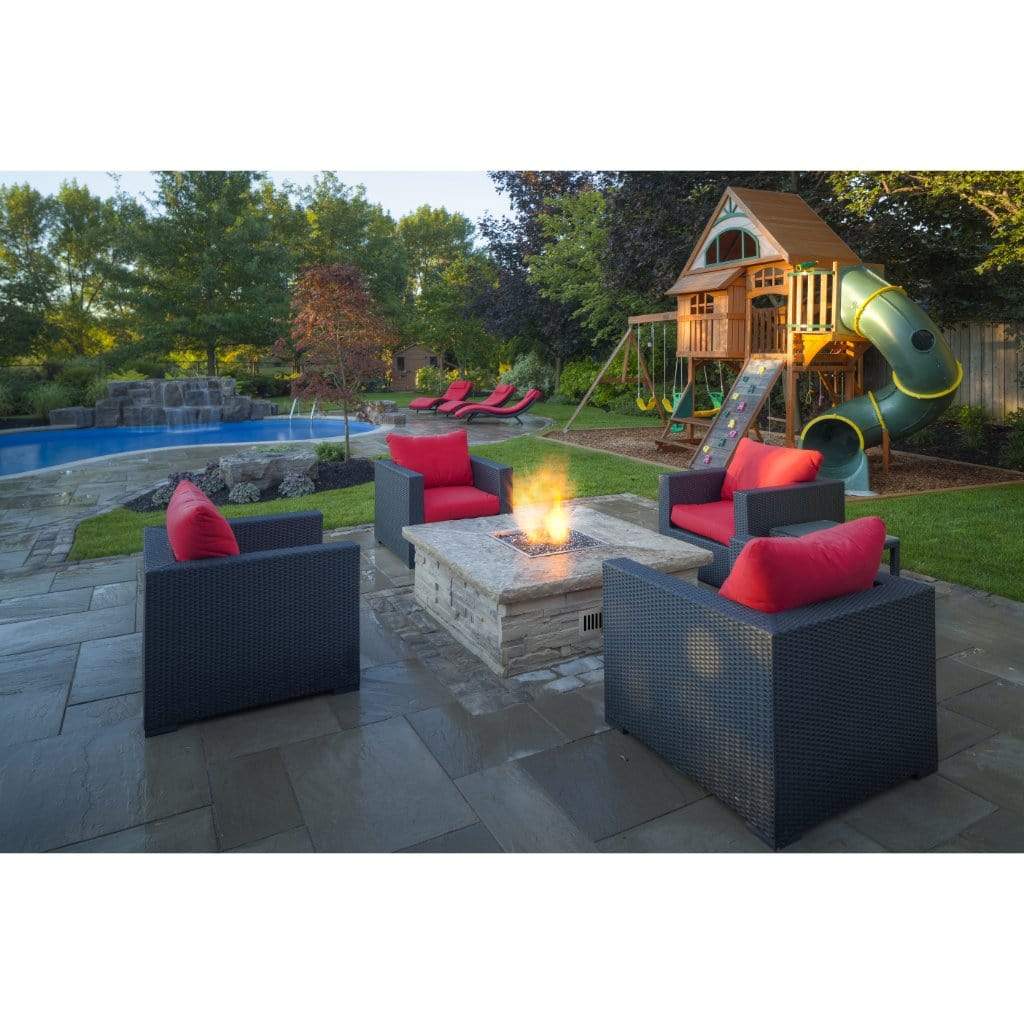Firegear 20" Pro Series Square Drop-In Pan Paver Ready Gas Fire Pit Package w/ Match Throw Ignition System