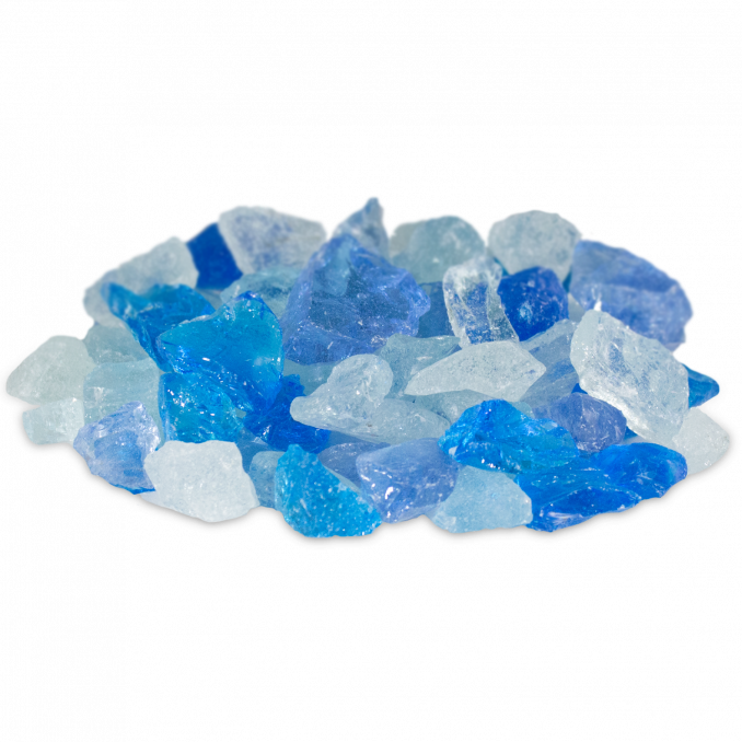 Firegear 40 Lbs. Large Light Blue Reflective Broken Fire Glass