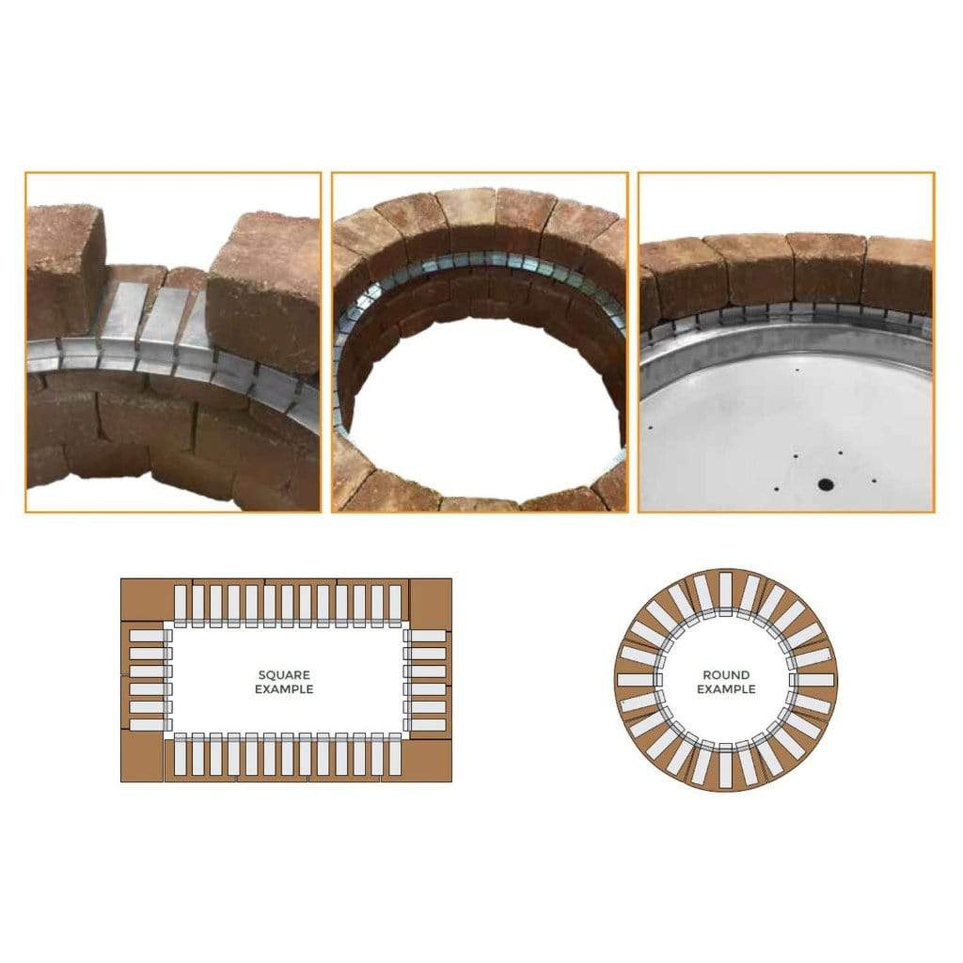 Firegear Flexframe 44" 3-Piece Standard Stainless Steel Paver Fire Pit Installation Collar
