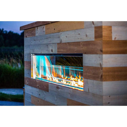Firegear Kalea Bay Non-LED 48" Linear Outdoor Stainless Steel Vent-Free Natural Gas Fireplace