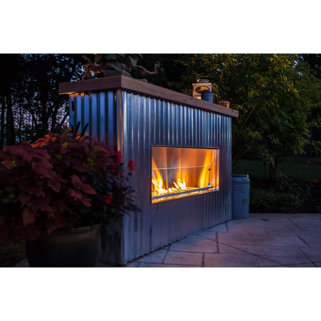 Firegear Kalea Bay Non-LED 48" Linear Outdoor Stainless Steel Vent-Free Natural Gas Fireplace