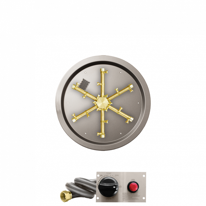 Firegear Pro Series 19" Round Drop-In Pan Propane Gas Fire Pit Burner System With Thermocouple Piloted Safety Ignition System