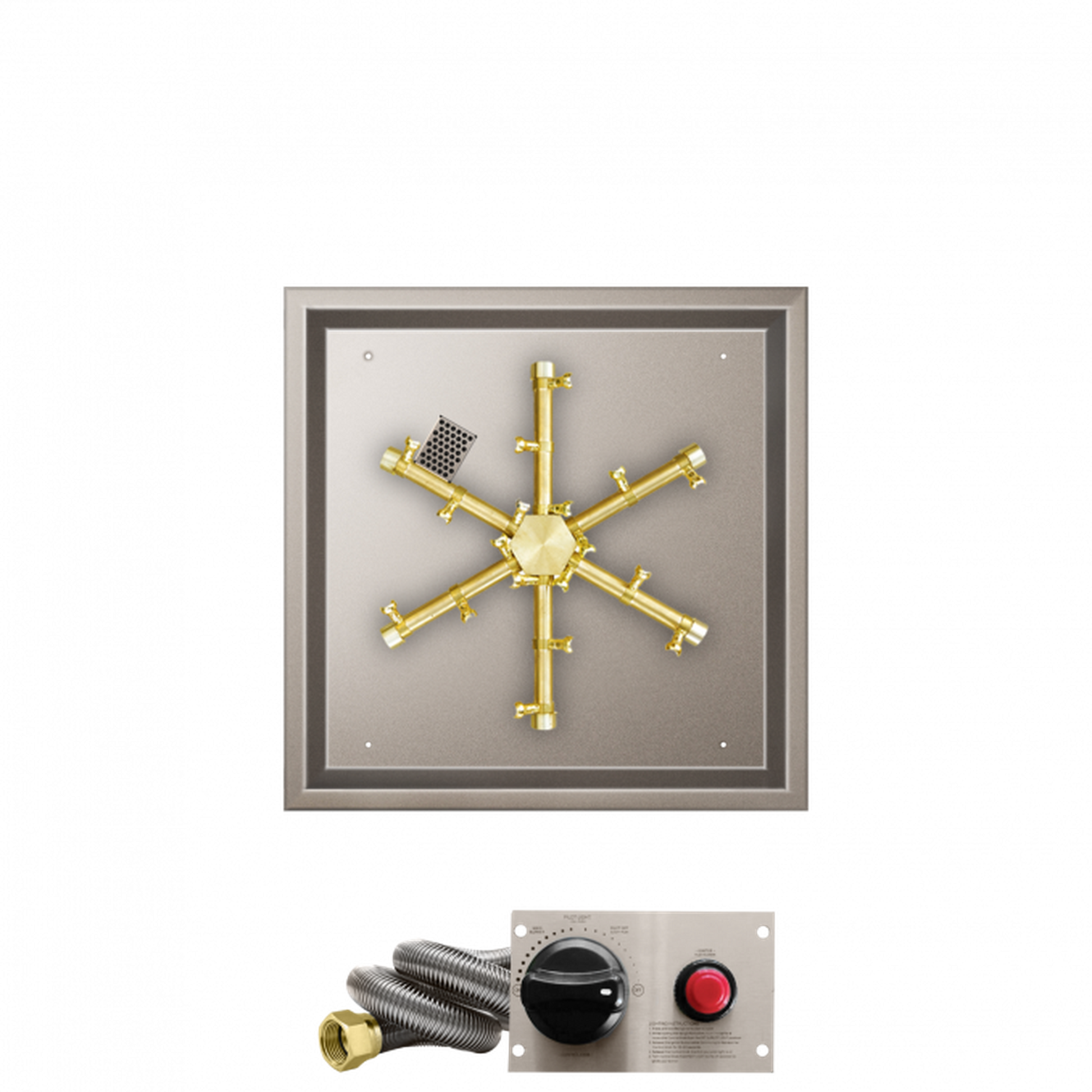 Firegear Pro Series 20" Square Drop-In Pan Propane Gas Fire Pit Burner Kit With Thermocouple Piloted Safety Ignition System