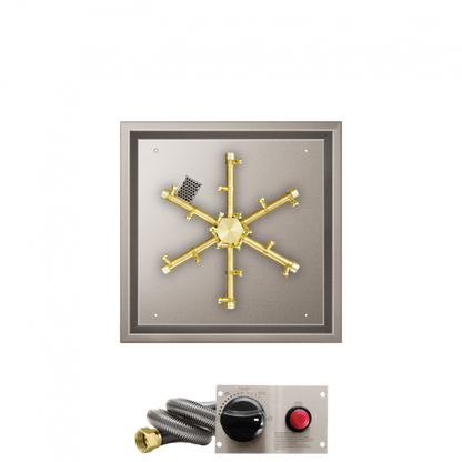Firegear Pro Series 20" Square Drop-In Pan Propane Gas Fire Pit Burner Kit With Thermocouple Piloted Safety Ignition System