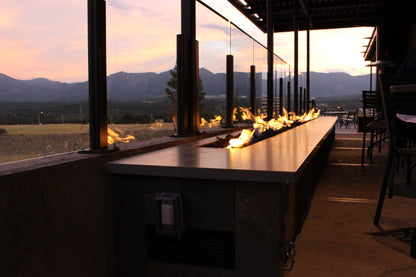 Firegear Pro Series 30" x 6" Linear Drop-In Pan Natural Gas Fire Pit T Burner System With Thermocouple Piloted Safety Ignition System