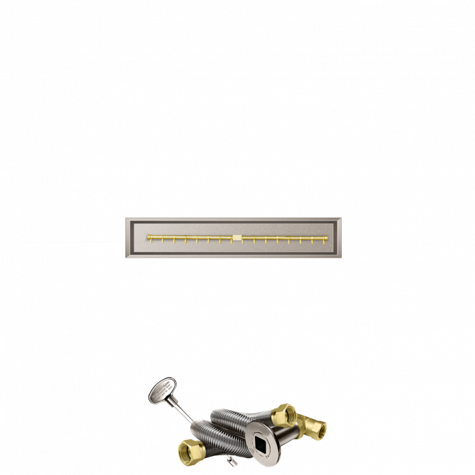 Firegear Pro Series 42" x 6" Linear Drop-In Pan Natural Gas Fire Pit T Burner System With Match Throw Ignition System