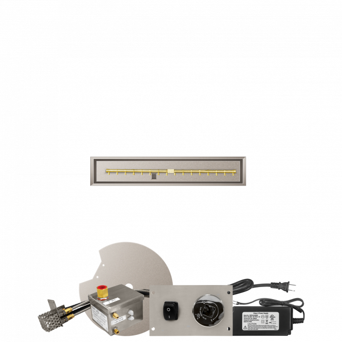 Firegear Pro Series 42" x 6" Linear Drop-In Pan Propane Gas Fire Pit T Burner System With All Weather Electronic Ignition System