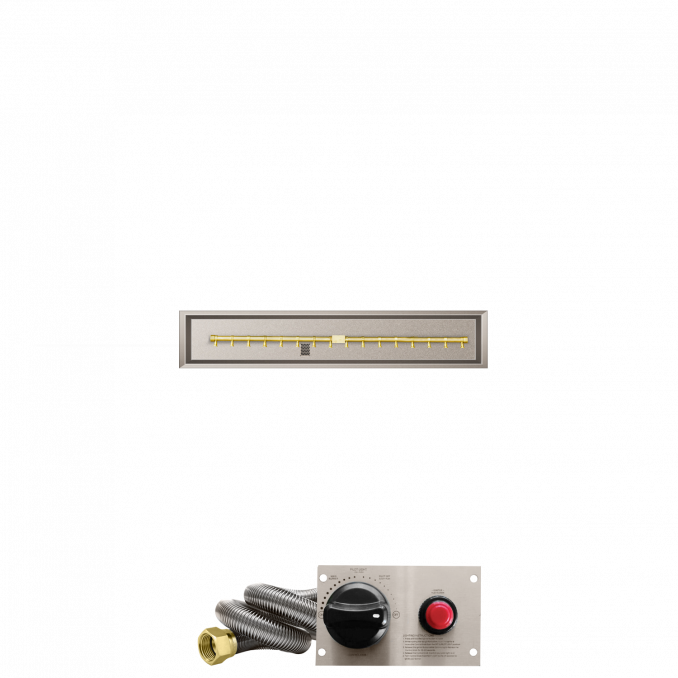 Firegear Pro Series 42" x 6" Linear Drop-In Pan Propane Gas Fire Pit T Burner System With Thermocouple Piloted Safety Ignition System