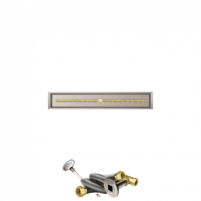 Firegear Pro Series 48" x 6" Linear Drop-In Pan Natural Gas Fire Pit T Burner System With Match Throw Ignition System