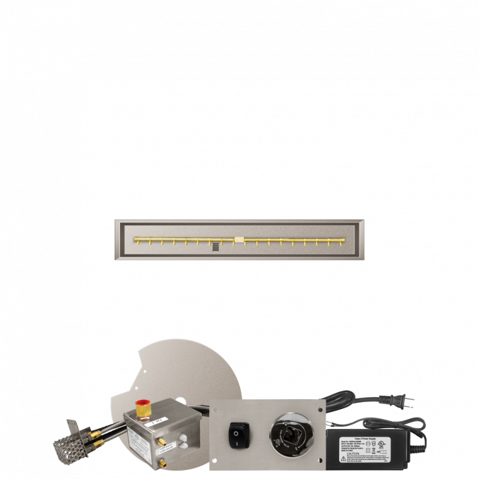 Firegear Pro Series 48" x 6" Linear Drop-In Pan Propane Gas Fire Pit T Burner System With All Weather Electronic Ignition System
