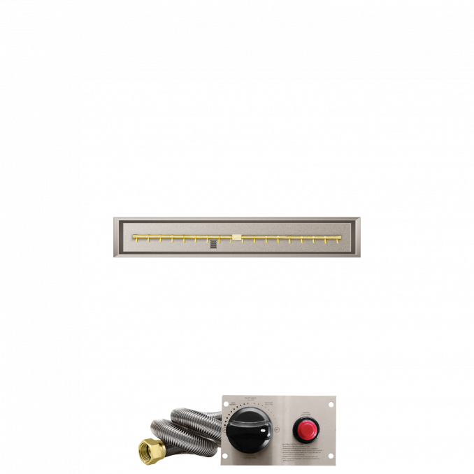 Firegear Pro Series 48" x 6" Linear Drop-In Pan Propane Gas Fire Pit T Burner System With Thermocouple Piloted Safety Ignition System