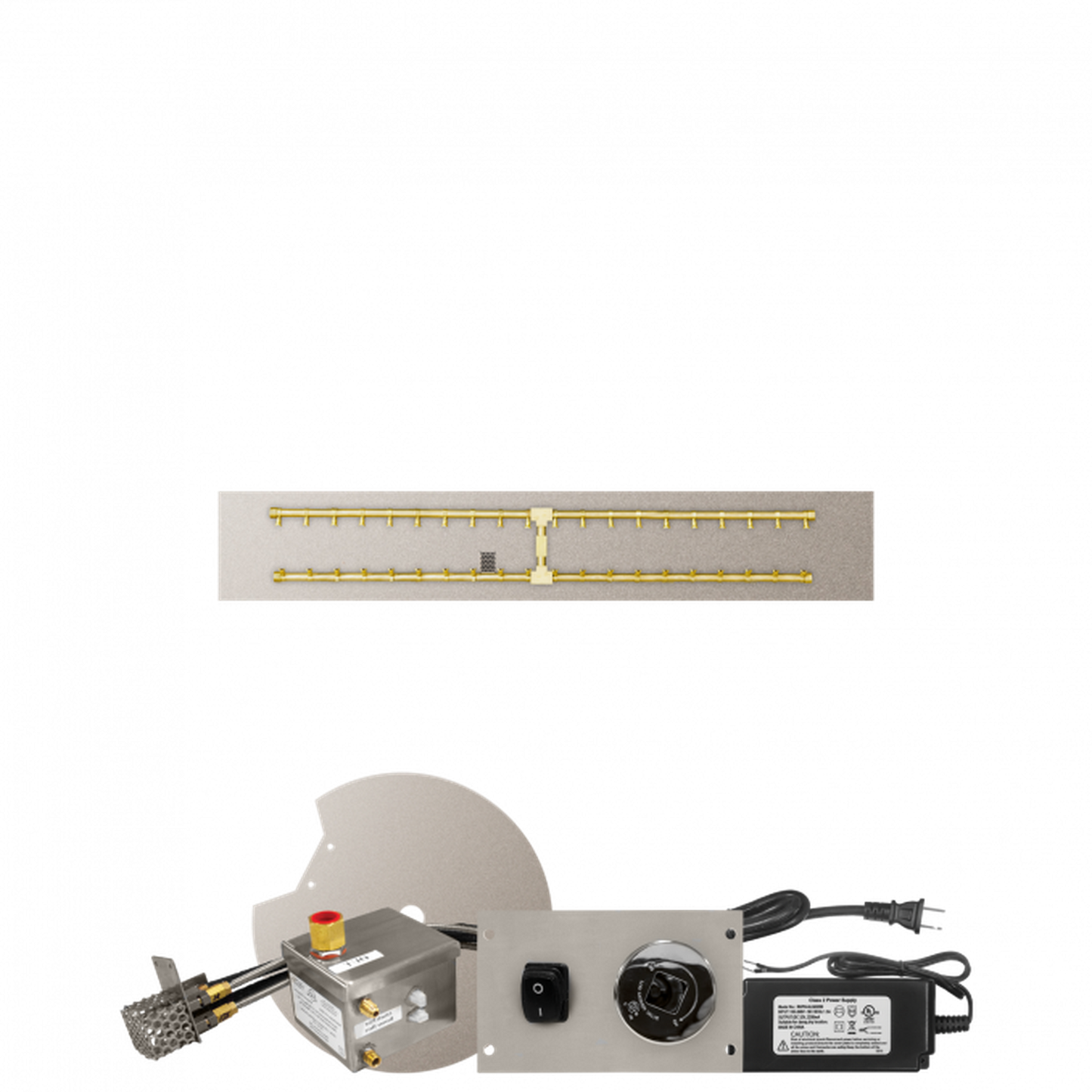 Firegear Pro Series 60" x 10" Linear Flat Pan Natural Gas Fire Pit H Burner System With All Weather Electronic Ignition System