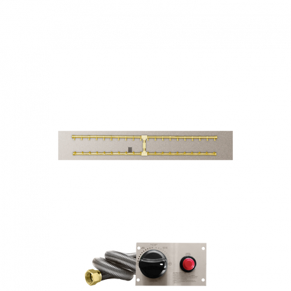 Firegear Pro Series 60" x 10" Linear Flat Pan Natural Gas Fire Pit H Burner System With Thermocouple Piloted Safety Ignition System