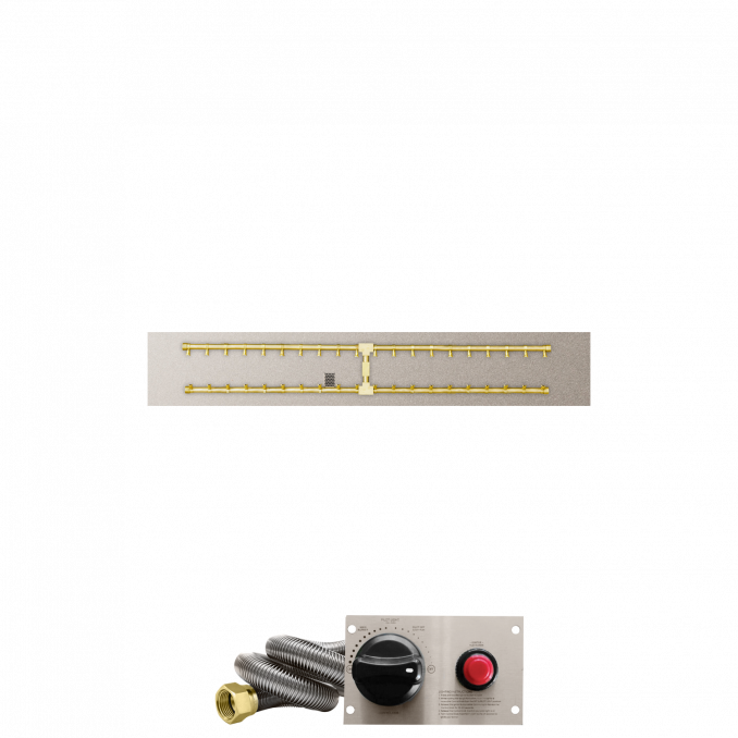 Firegear Pro Series 60" x 10" Linear Flat Pan Propane Gas Fire Pit H Burner System With Thermocouple Piloted Safety Ignition System