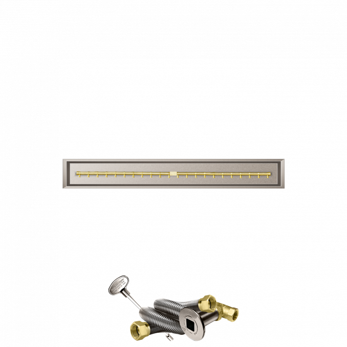 Firegear Pro Series 60" x 6" Linear Drop-In Pan Natural Gas Fire Pit T Burner System With Match Throw Ignition System