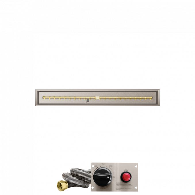 Firegear Pro Series 60" x 6" Linear Drop-In Pan Propane Gas Fire Pit T Burner System With Thermocouple Piloted Safety Ignition System