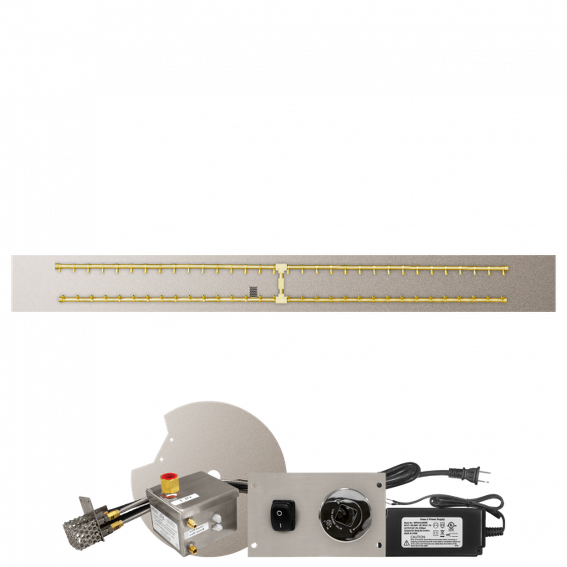 Firegear Pro Series 96" x 10" Linear Flat Pan Propane Gas Fire Pit H Burner System With All Weather Electronic Ignition System