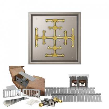 Firegear Pro Series SRW 20" Square Drop-In Pan Propane Gas Fire Pit Kit With Match Throw Ignition System