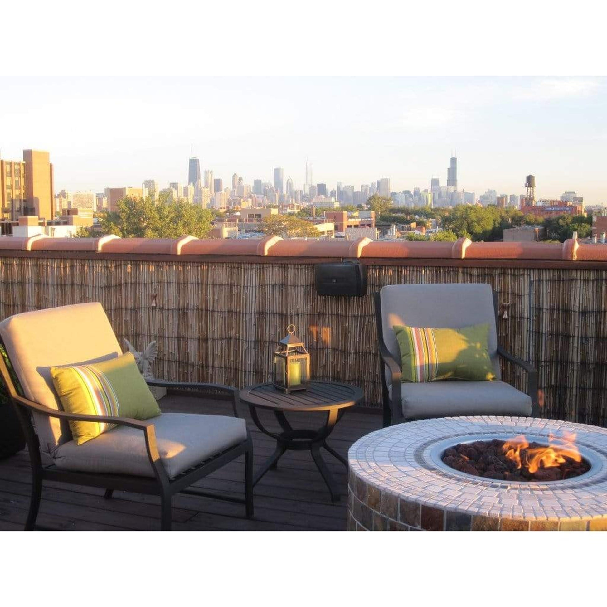 Firegear Pro Series SRW 34" Round Flat Pan Propane Gas Fire Pit Kit With Match Throw Ignition System and 6" Vent Kit